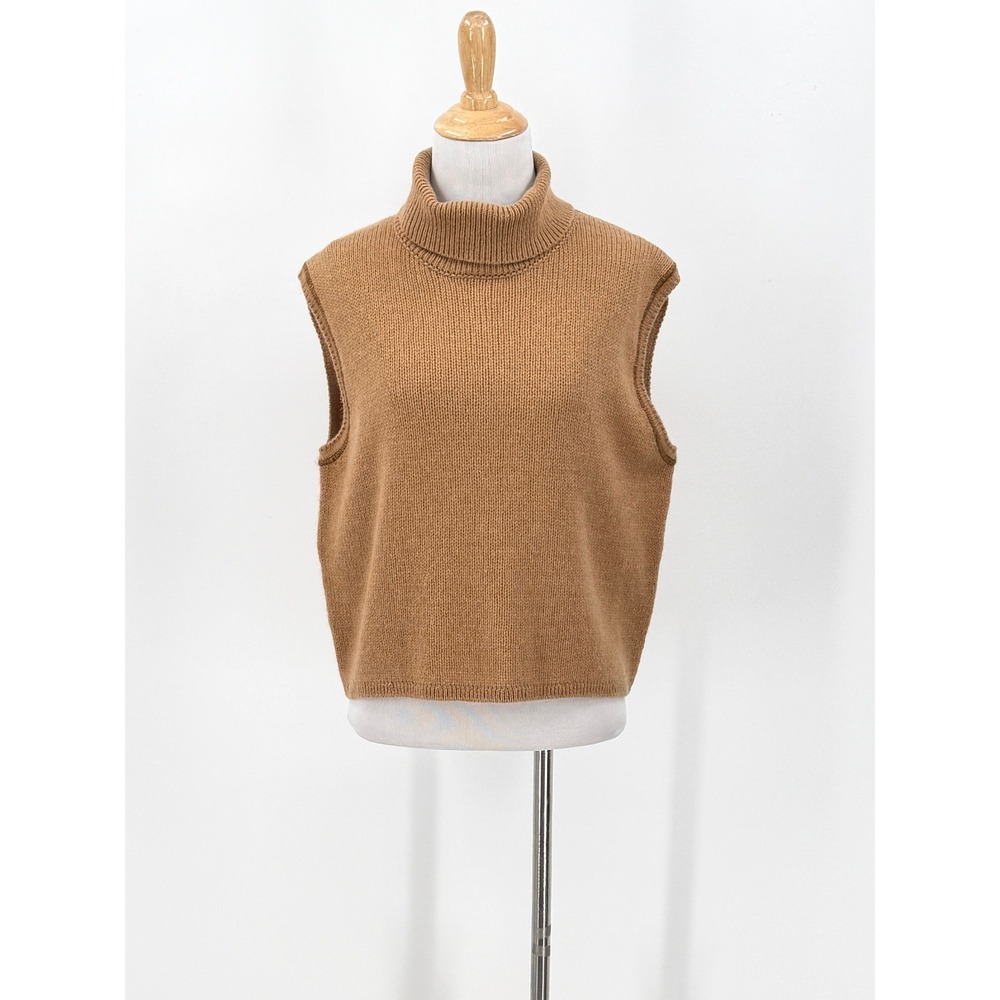 THE ROW Giselle Cashmere Turleneck Sweater Womens Medium Camel Brown Sleeveless - Picture 3 of 16